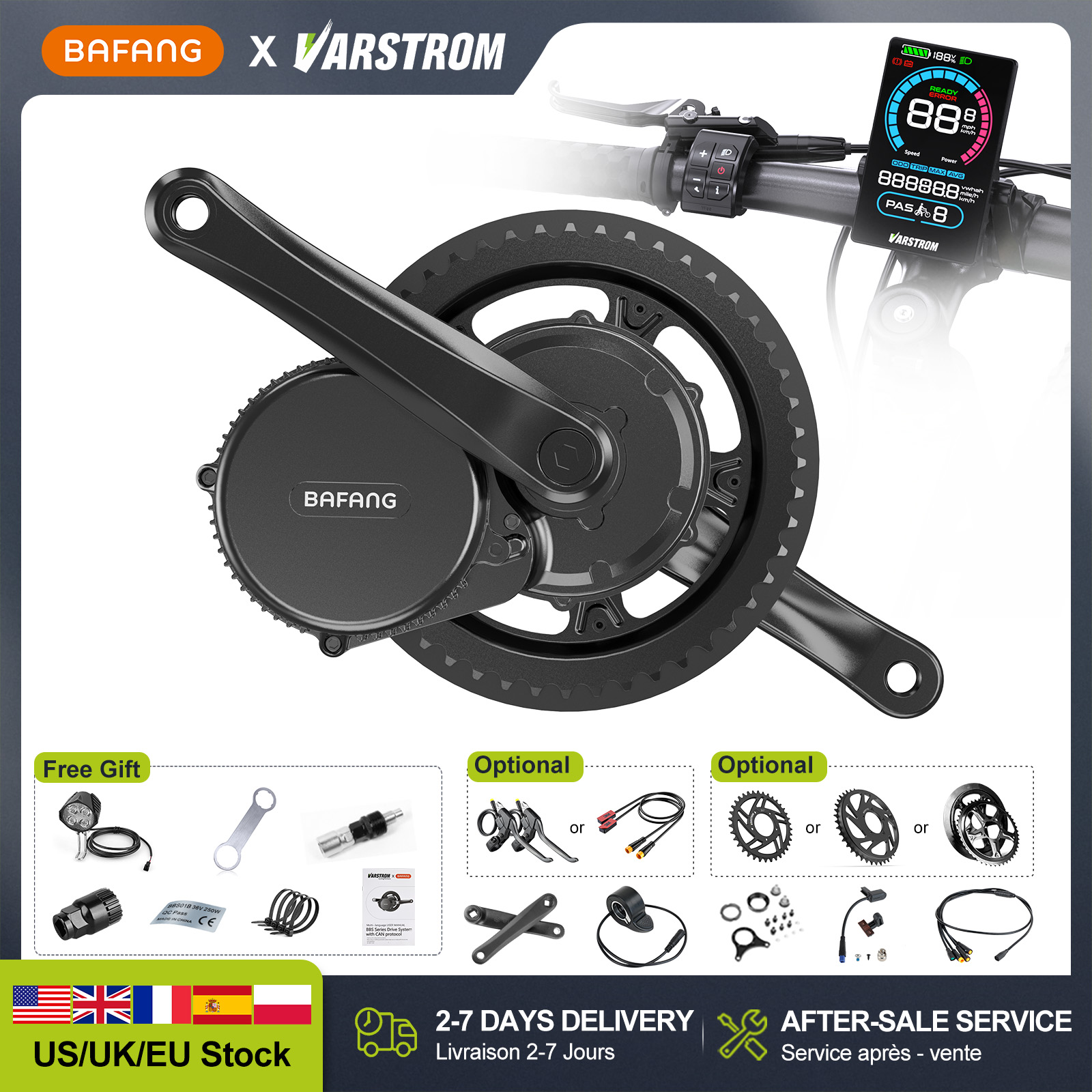Side Hung Mid Drive Motor Kit - 【米国株】BAFANG 48V 500W 750W 52V 1000W