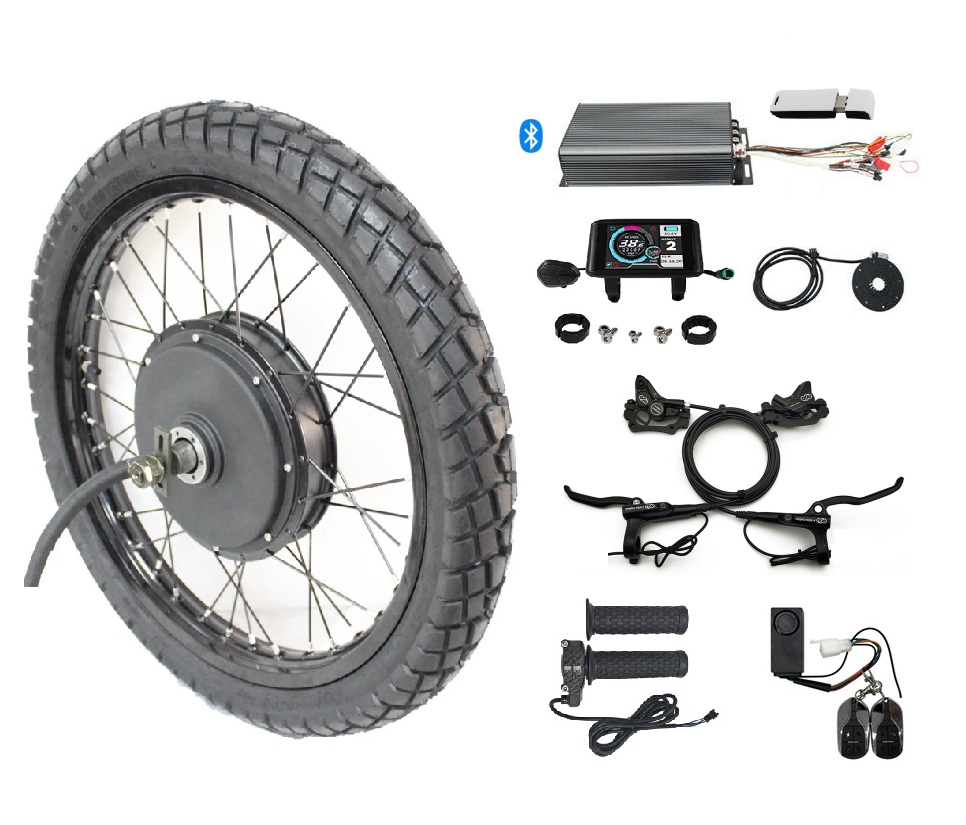 5000W Hub Motor Kit 72V - 48V-72V 100A 5000W バイクリム後輪電動自転車変換キット（サブボトンコントローラー付き）電動自転車17インチ18インチ19インチ21インチ